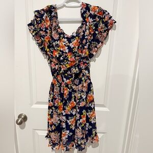 FAVLUX Navy Floral Mini Dress
